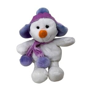 Hug & Luv Snowman Plush Stuffed Animal White Purple 8 inch Kids Holiday‎ Decor